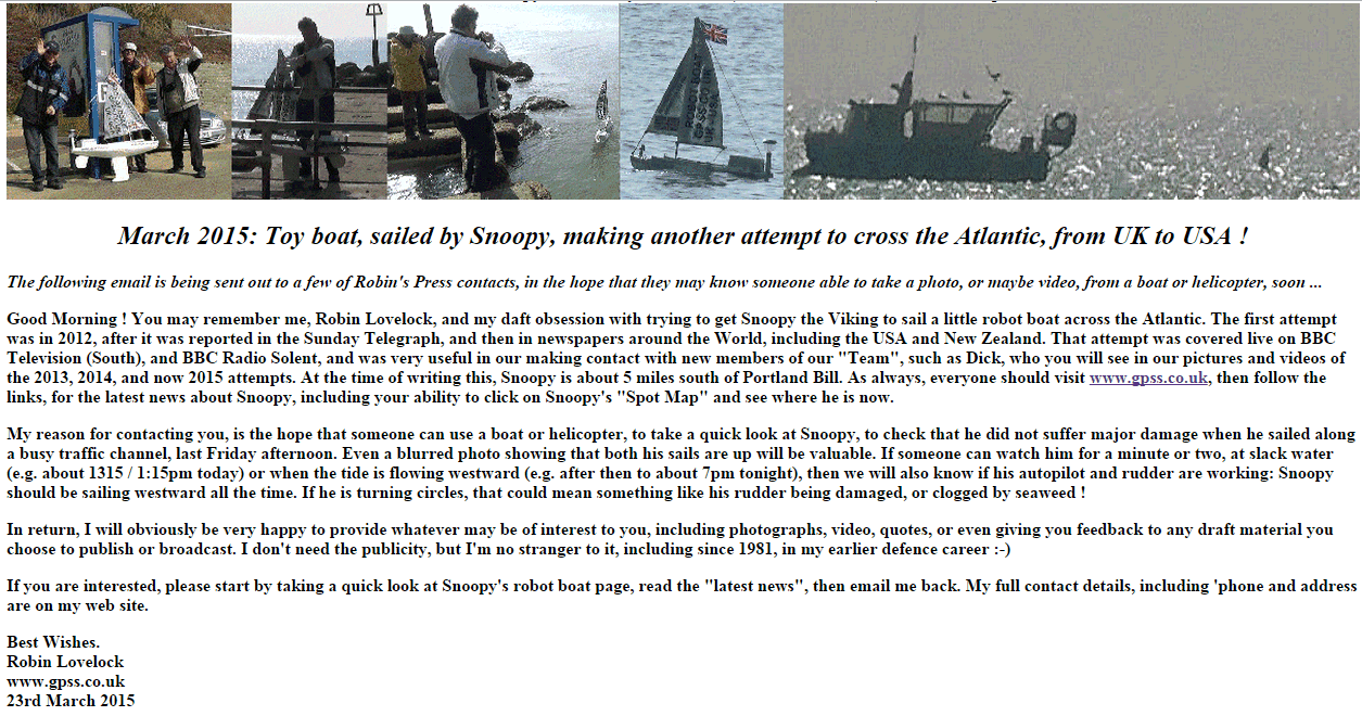 GPS Guided Trans-Atlantic Robot Boat March 2015